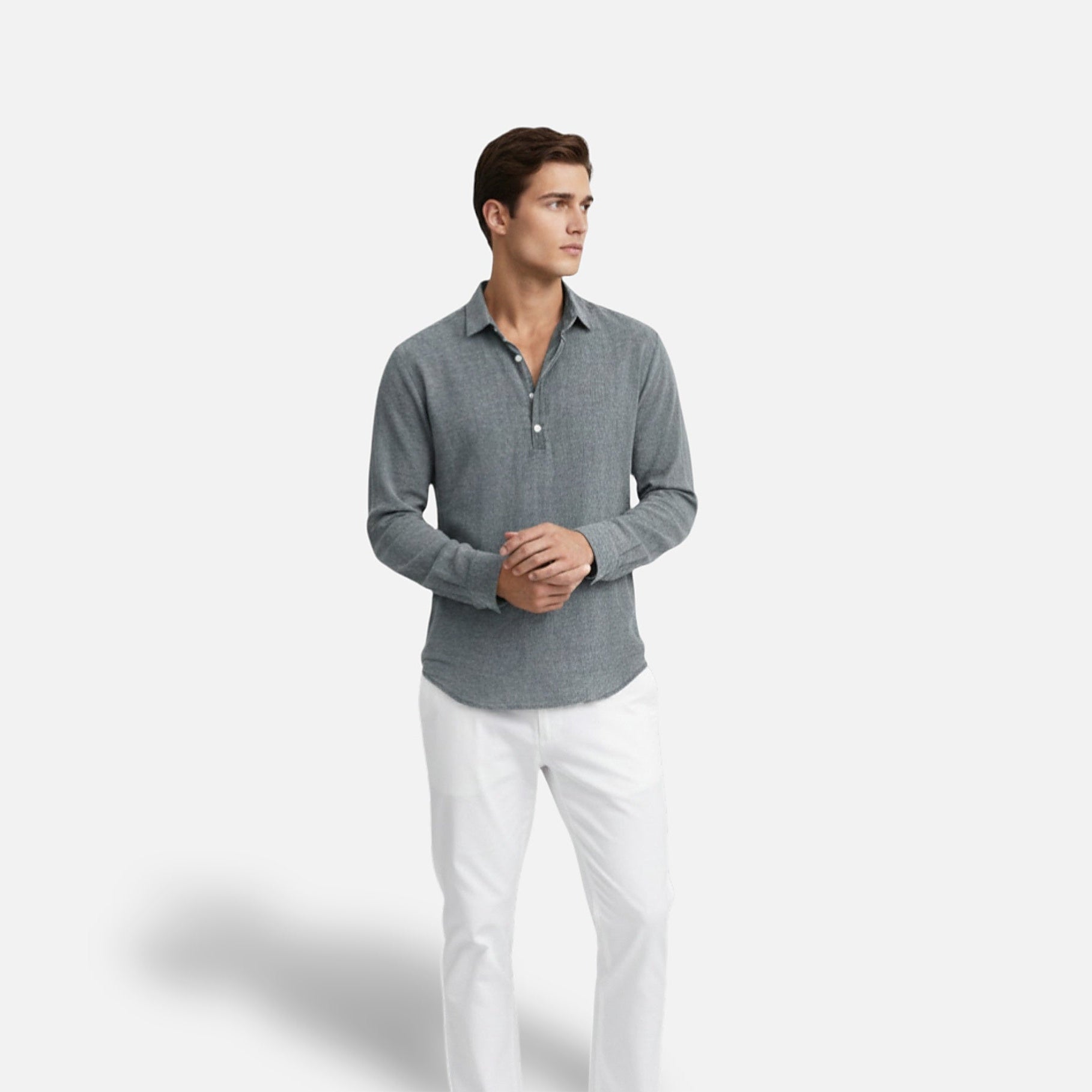 The Athletics Society | Men's Relaxed Linen Henley Shirt - 3