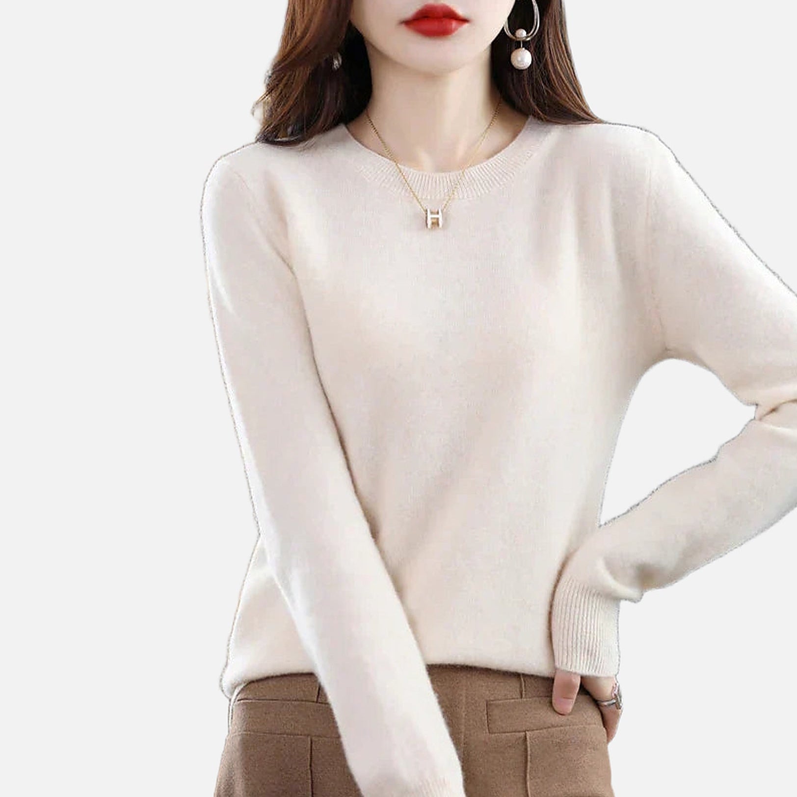The Athletics Society | Women's Classic Cashmere Crewneck Sweater - 8