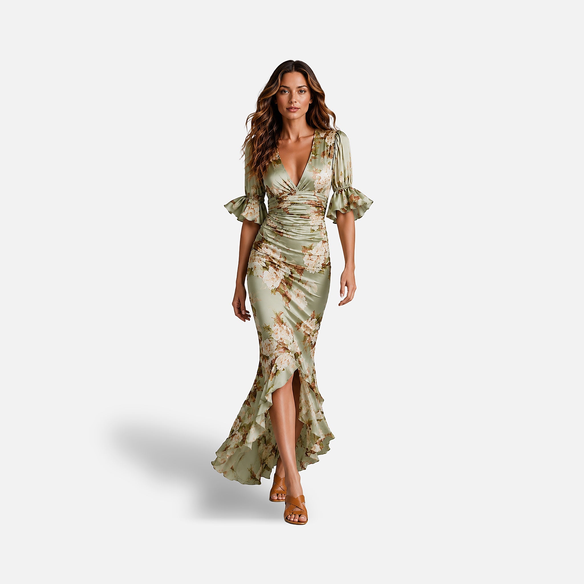 The Athletics Society | Women's Floral Satin Maxi Dress - 1