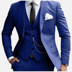 The Athletics Society | Men's 3-Piece Tailored Suit Single Breasted Wedding Formal Blue - 6