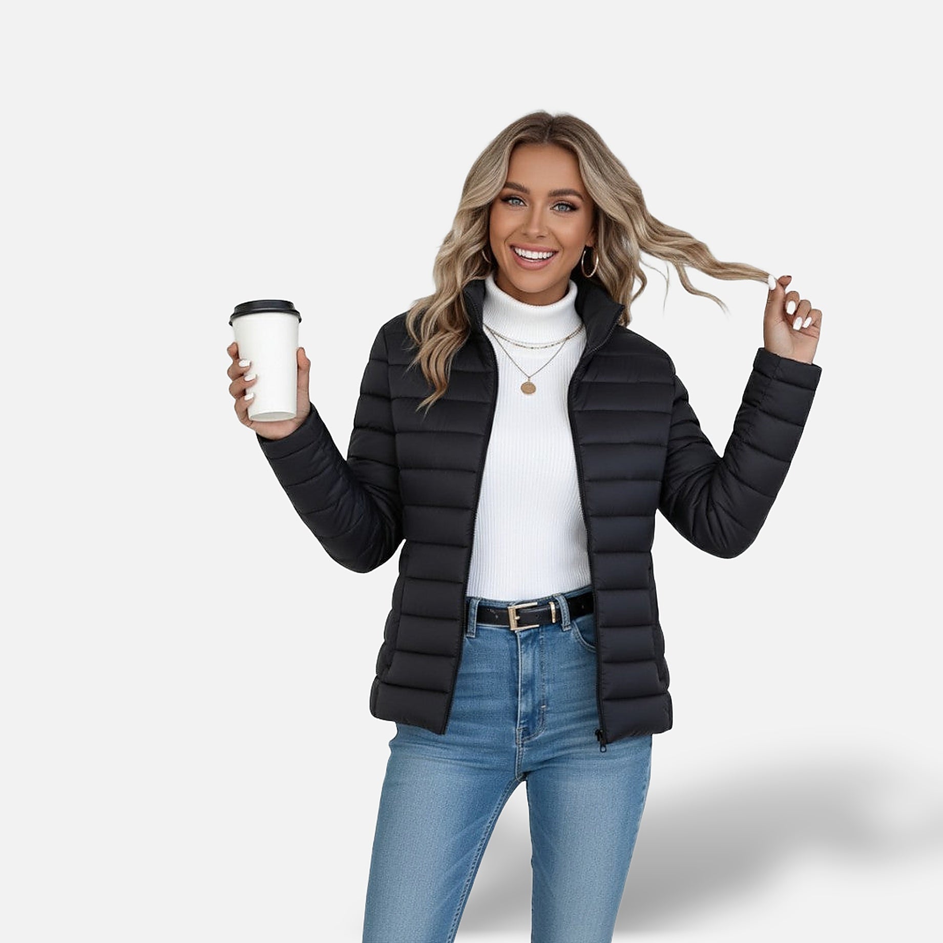 The Athletics Society | Women's Slim Fit Puffer Jacket Lightweight Quilted High Collar - 5