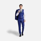 The Athletics Society | Men's 3-Piece Tailored Suit Single Breasted Wedding Formal Blue - 3