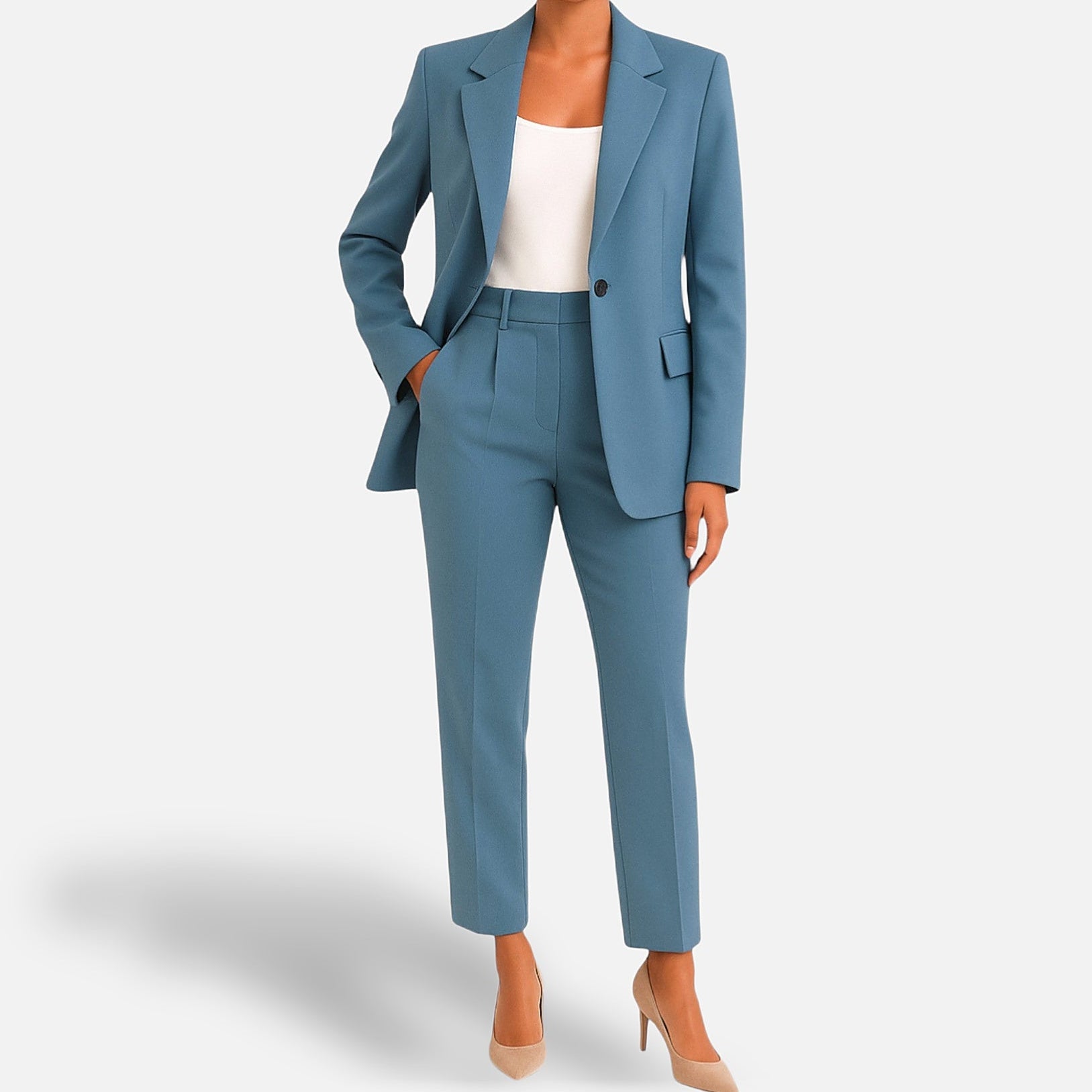 The Athletics Society | Women's Blazer & Trouser Set Tailored Straight Leg Office Suit - 1