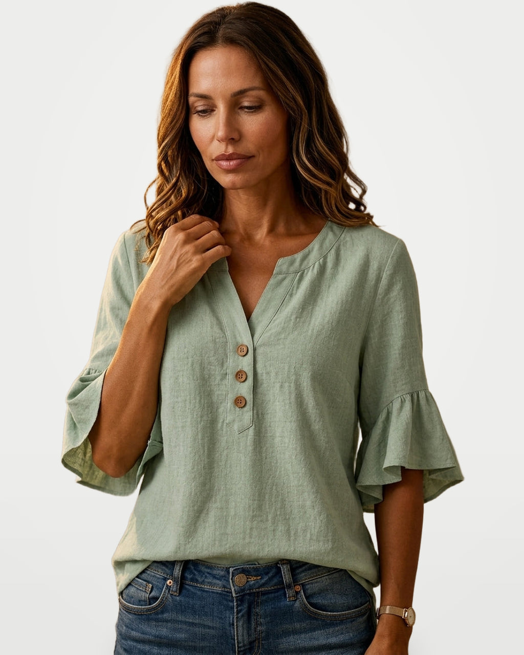 The Athletics Society | Women's Relaxed Ruffle Sleeve Blouse - 2