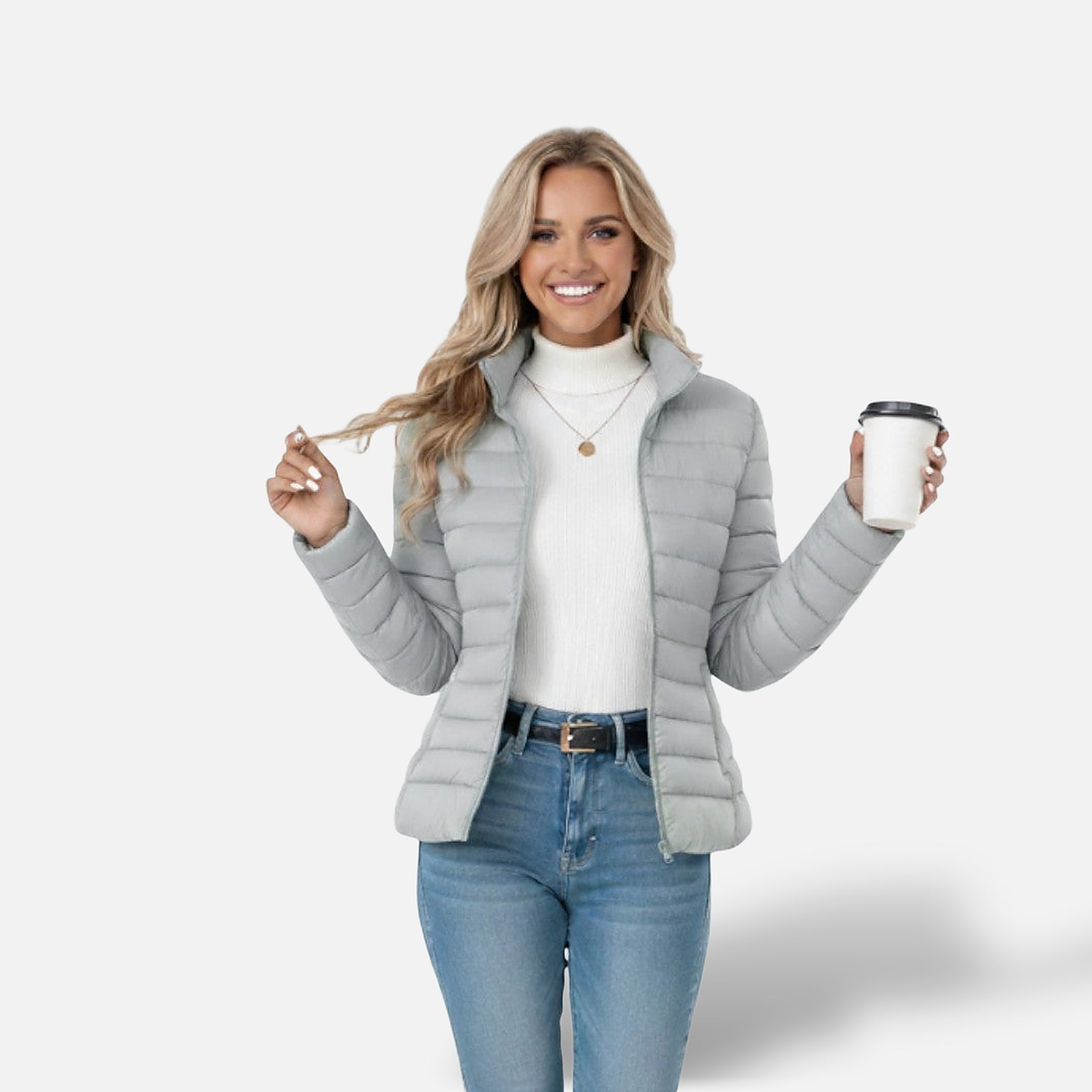 The Athletics Society | Women's Slim Fit Puffer Jacket Lightweight Quilted High Collar - 6