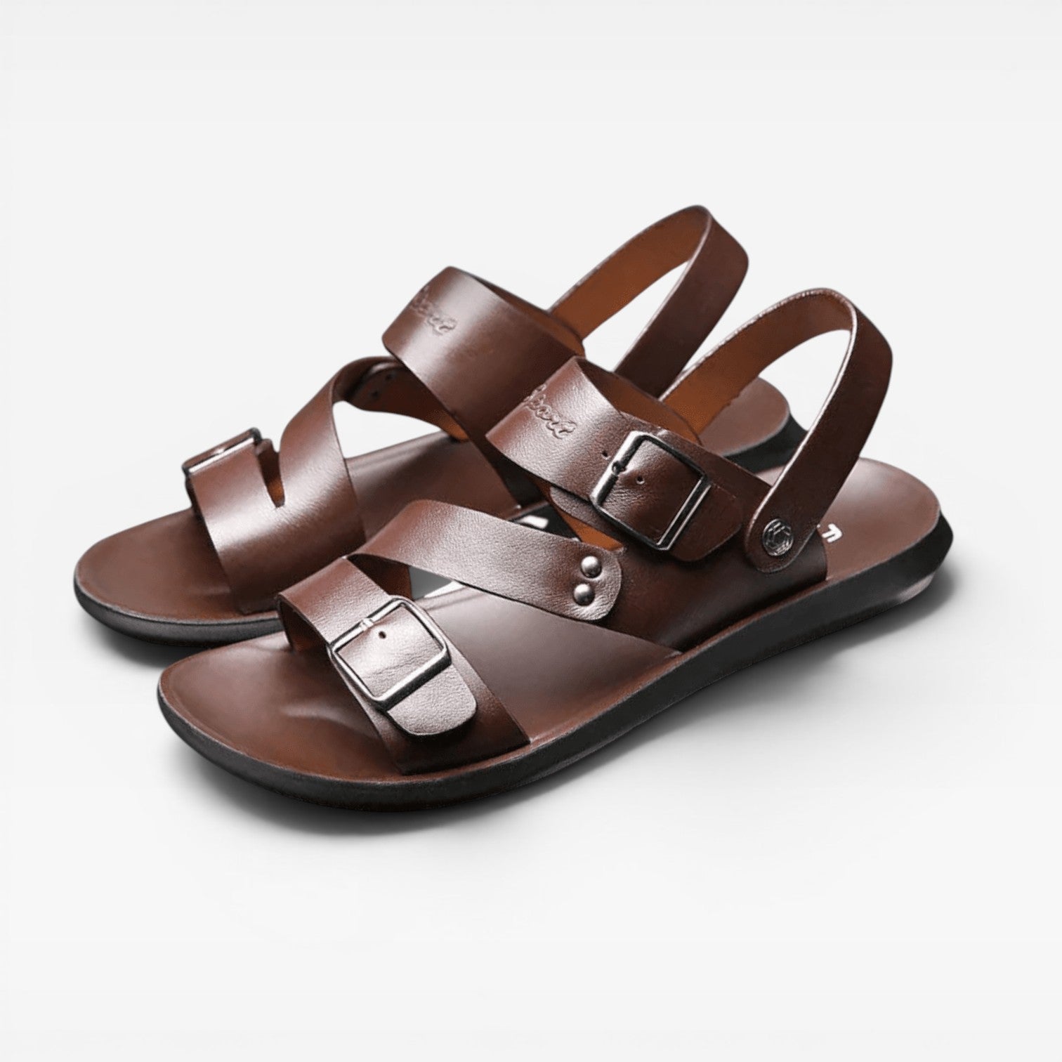The Athletics Society | Men's Adjustable Leather Buckle Sandals - 2