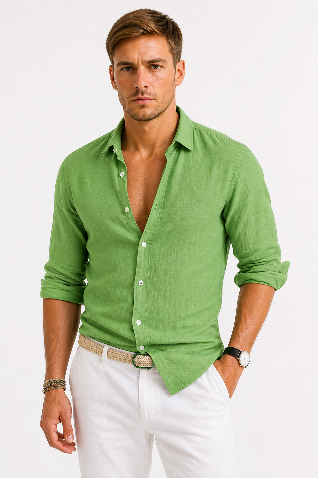 The Athletics Society | Men's Relaxed Linen Button Shirt - 10