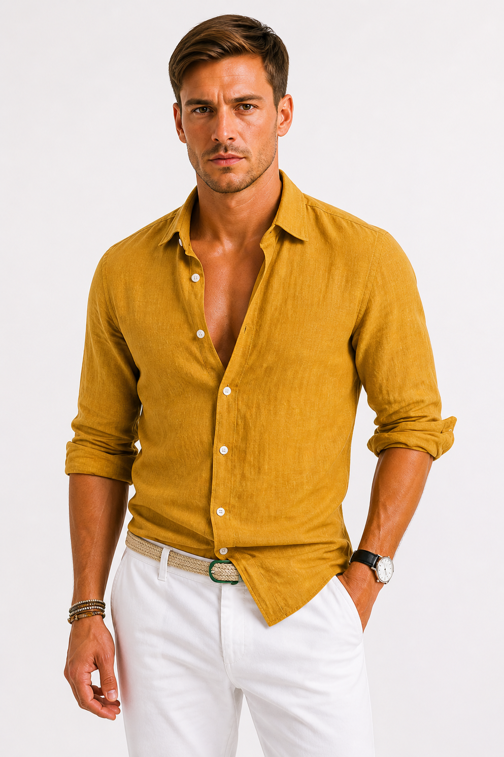 The Athletics Society | Men's Relaxed Linen Button Shirt - 9