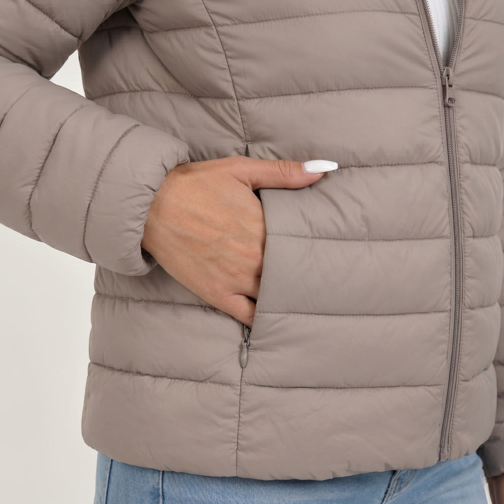 The Athletics Society | Women's Slim Fit Puffer Jacket Lightweight Quilted High Collar - 3