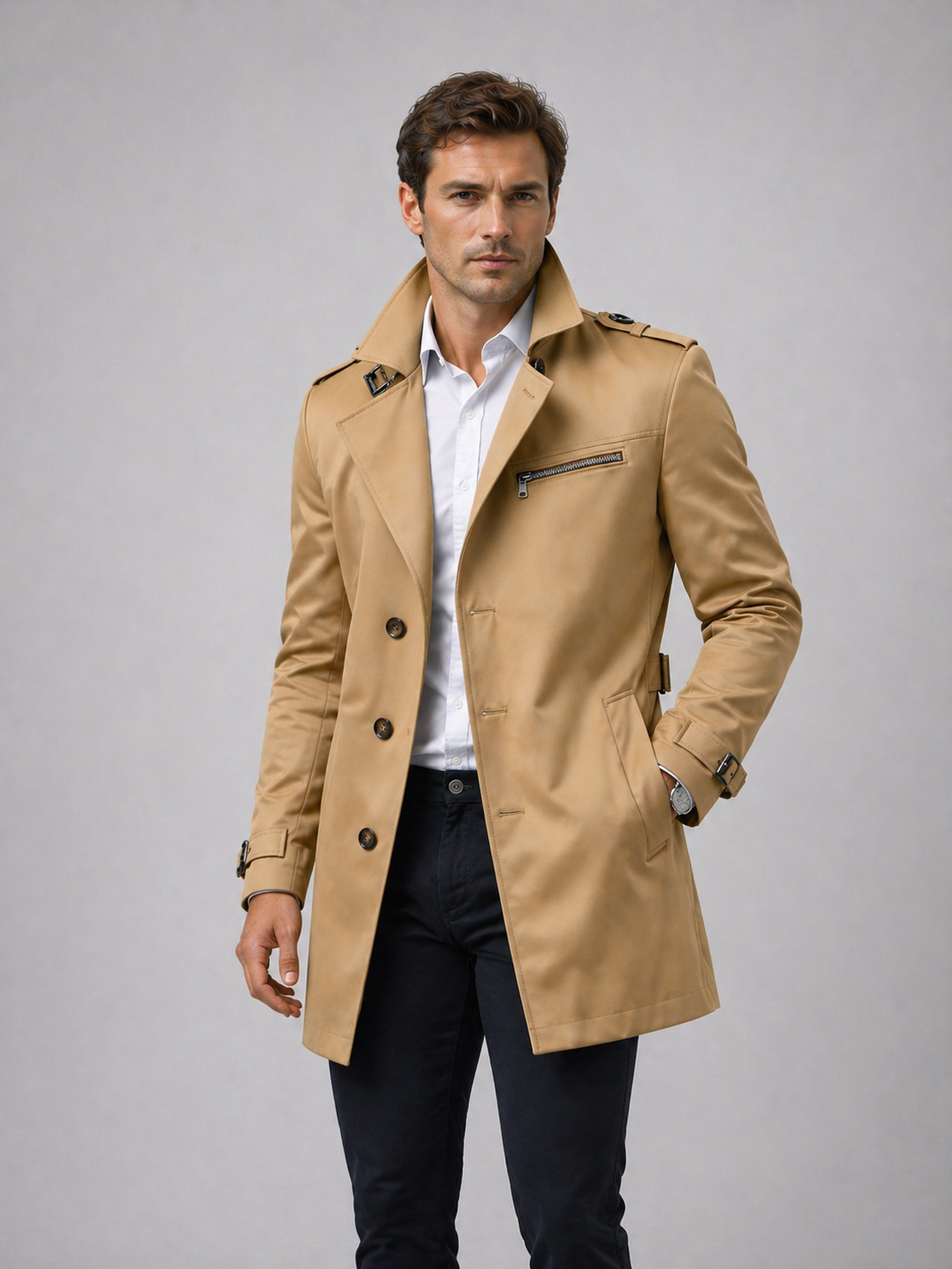 The Athletics Society | Men's Tailored Belted Trench Coat - 5