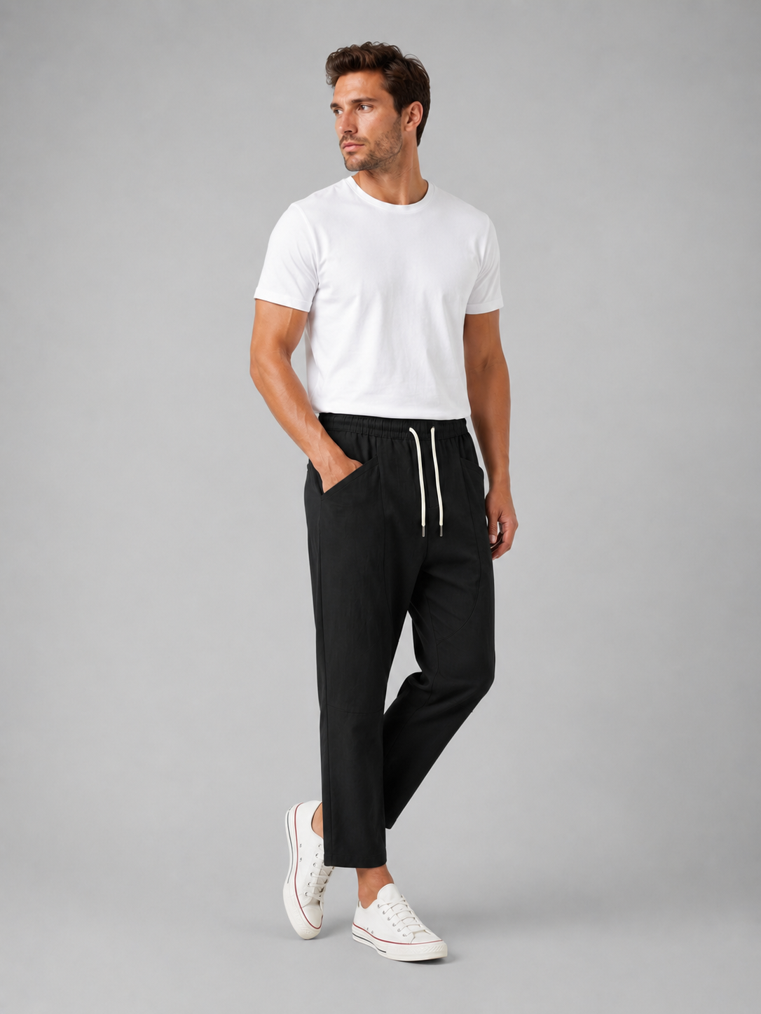 The Athletics Society | Men's Relaxed Cropped Drawstring Trousers - 9