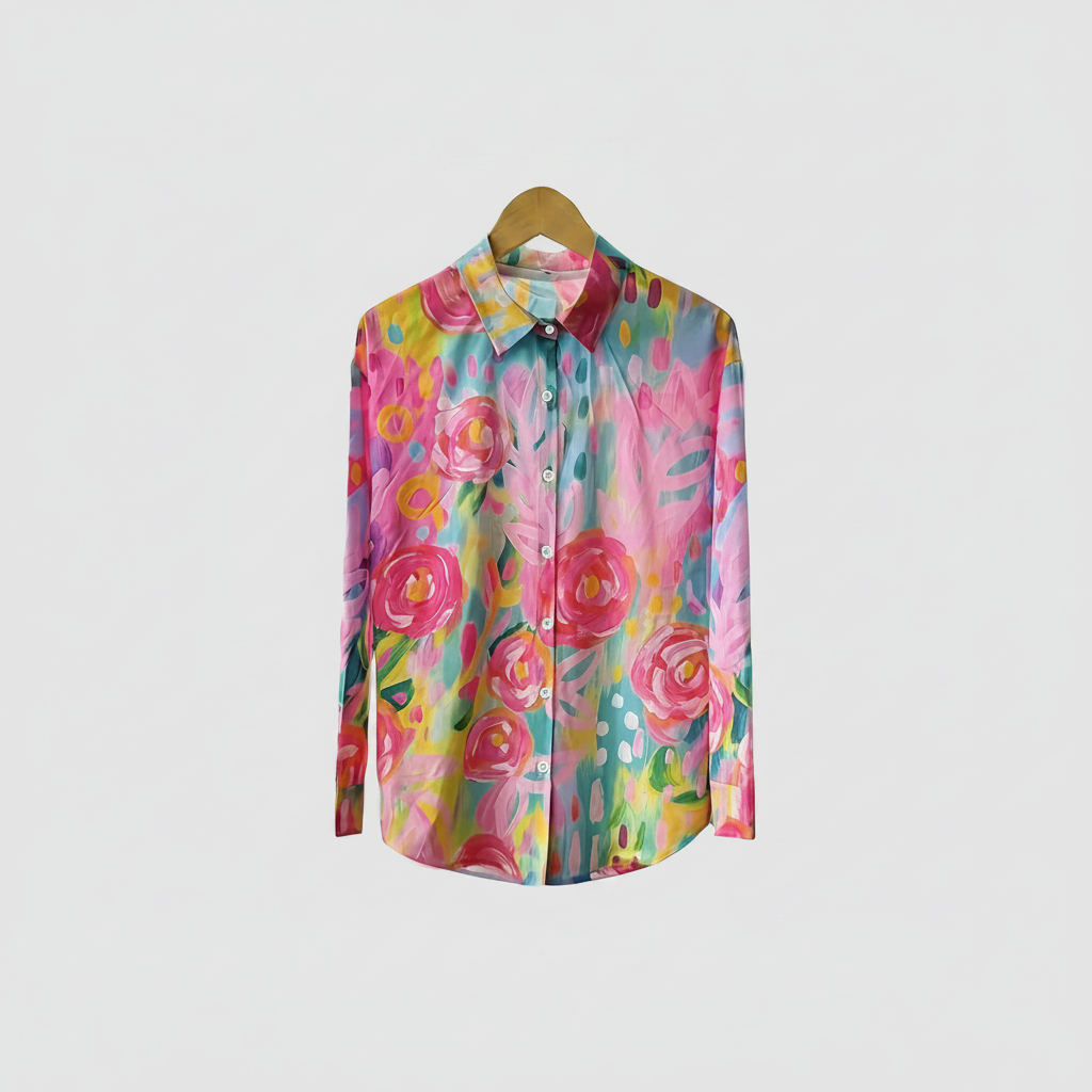 The Athletics Society | Women's Relaxed Floral Button-Up Shirt - 1