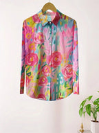 The Athletics Society | Women's Relaxed Floral Button-Up Shirt - 2