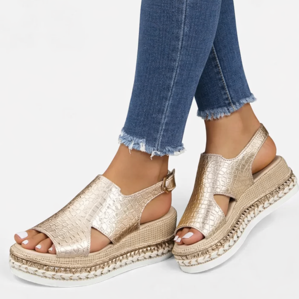 The Athletics Society | Women's Metallic Wedge Sandals Everyday - 4