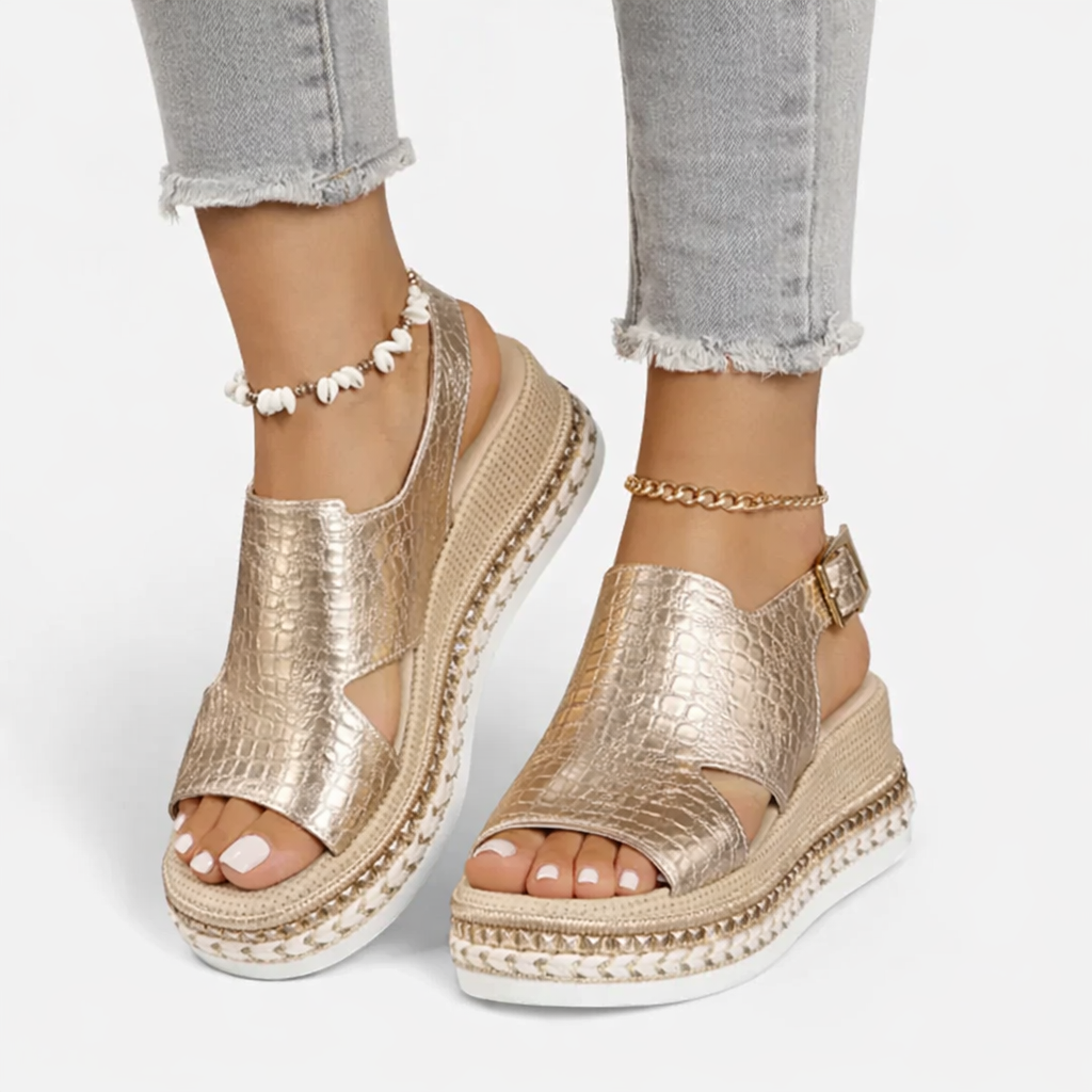 The Athletics Society | Women's Metallic Wedge Sandals Everyday - 2