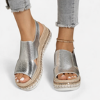 The Athletics Society | Women's Metallic Wedge Sandals Everyday - 1