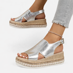 The Athletics Society | Women's Metallic Wedge Sandals Everyday - 3