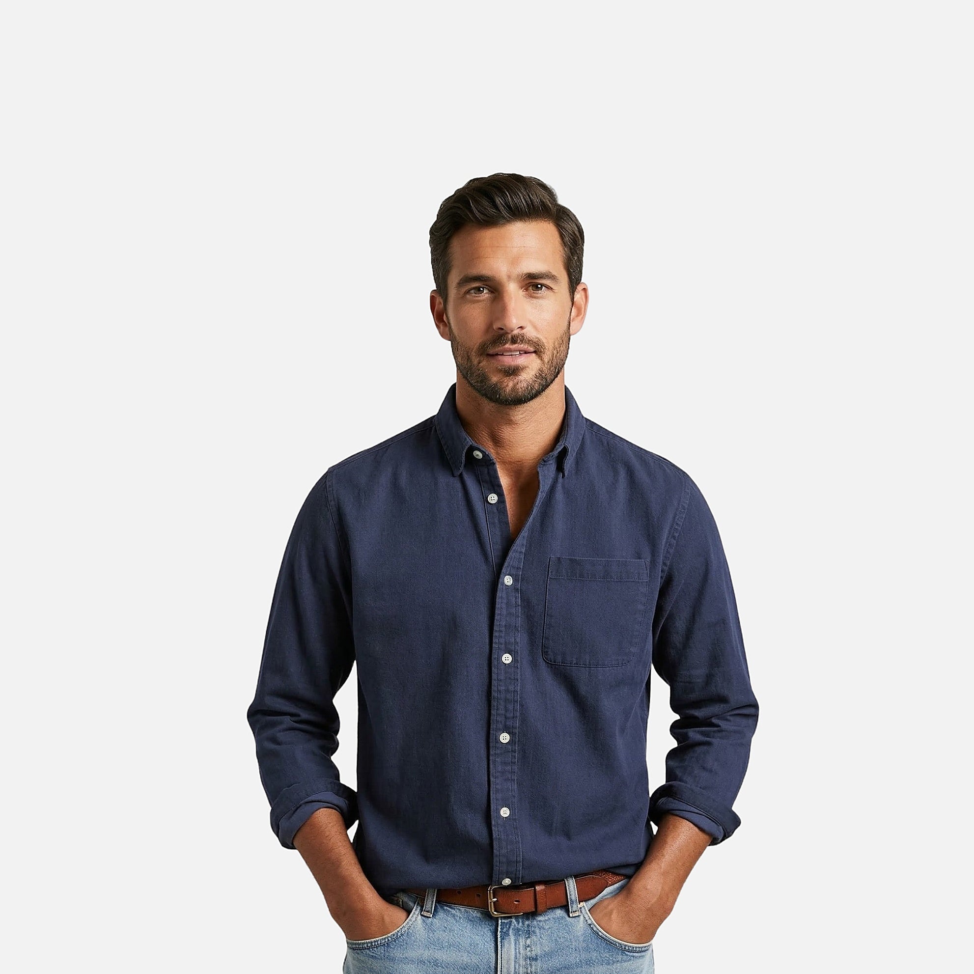 The Athletics Society | Men's Classic Button Shirt Relaxed Fit Casual Everyday Style - 1