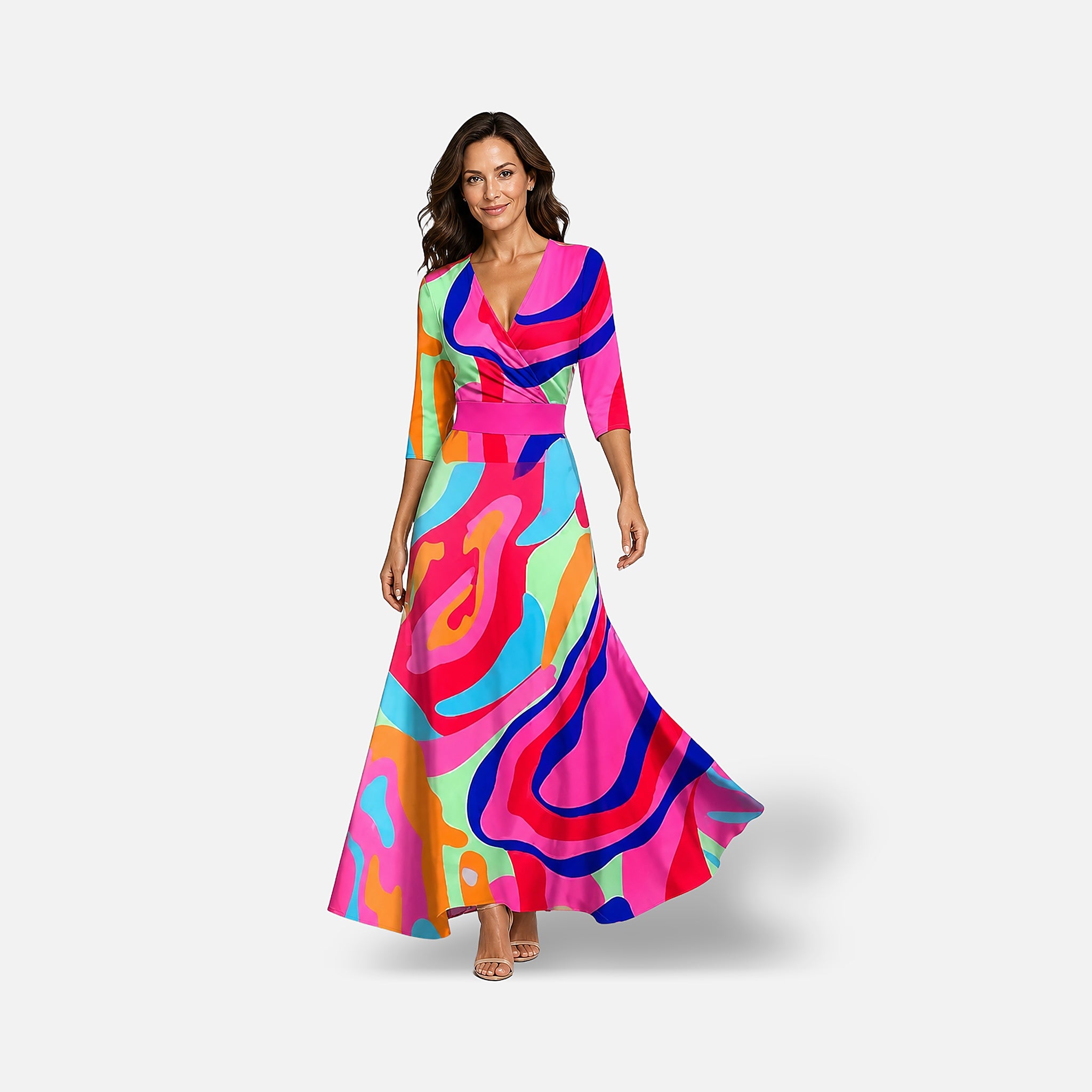 The Athletics Society | Women's Floral Wrap Midi Dress - 3