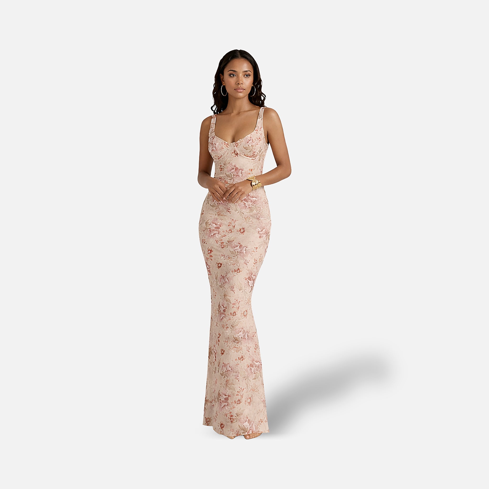 The Athletics Society | Women's Floral Bodycon Maxi Dress – Spring Occasion & Wedding Guest - 6