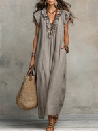 The Athletics Society | Women's Ruffle V-Neck Maxi Dress - 1