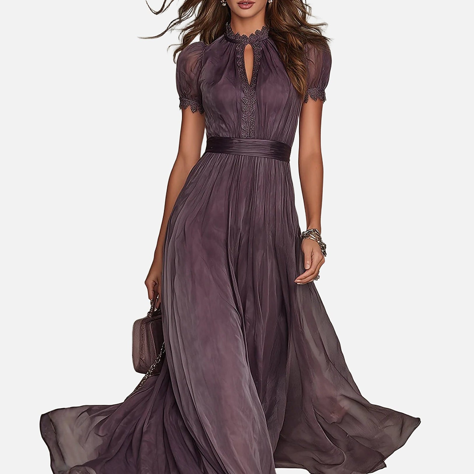 The Athletics Society | Women's Lace Trim Chiffon Maxi - 5