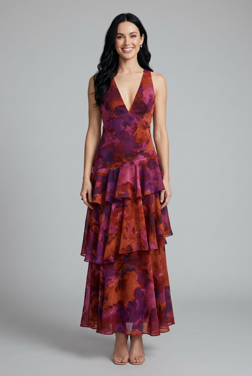 The Athletics Society | Women's Floral Tiered Maxi Dress - 1