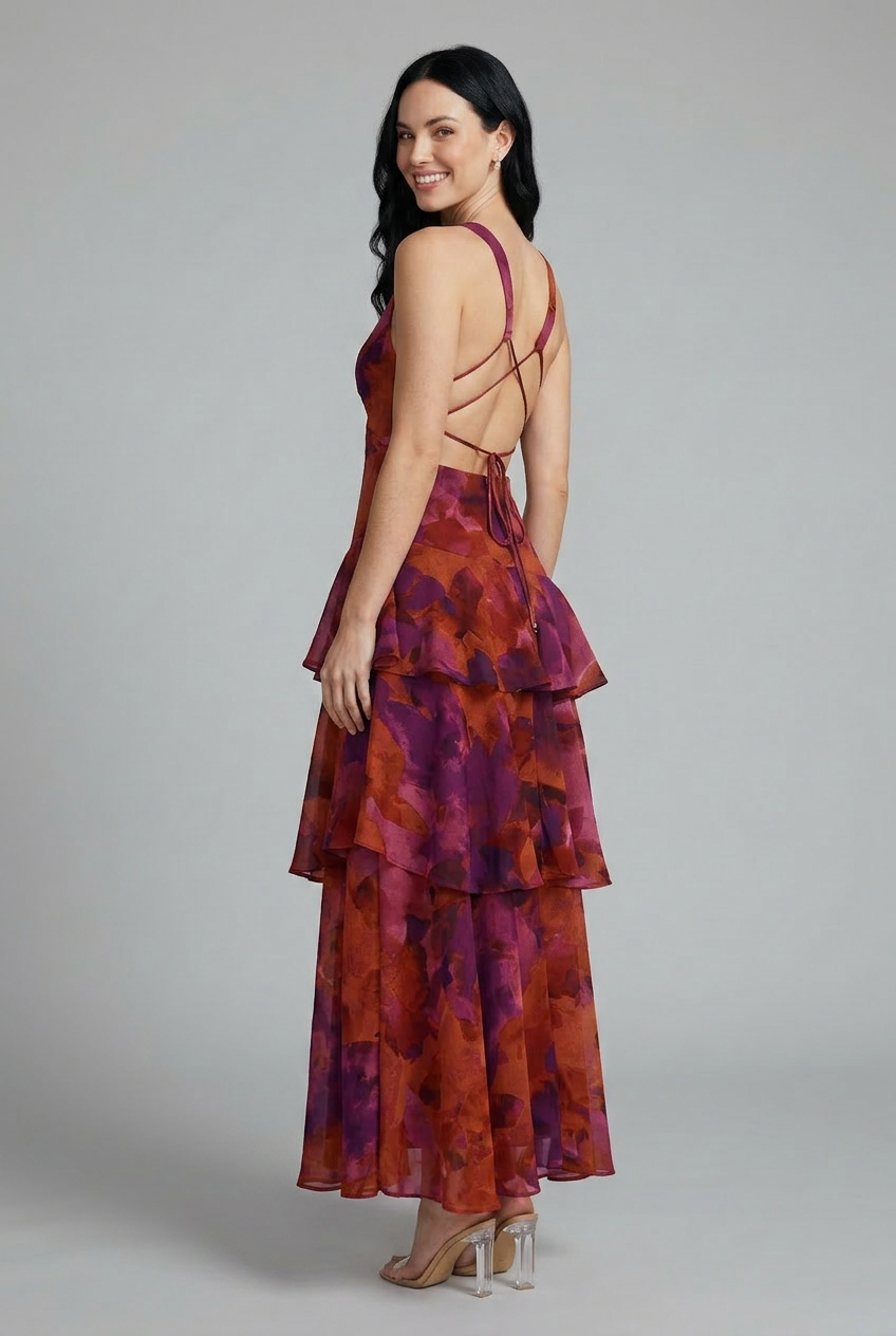 The Athletics Society | Women's Floral Tiered Maxi Dress - 2