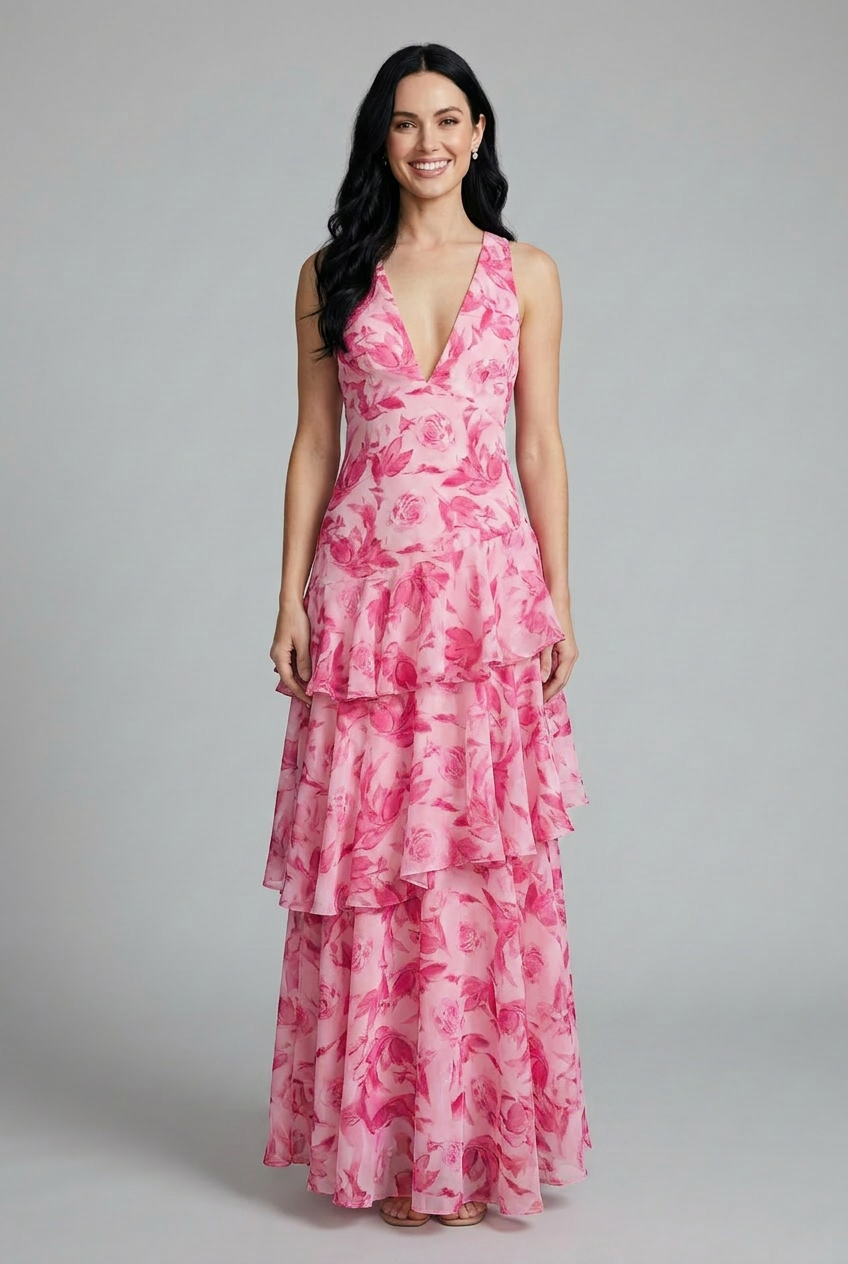 The Athletics Society | Women's Floral Tiered Maxi Dress - 4