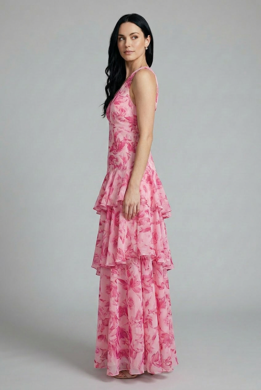 The Athletics Society | Women's Floral Tiered Maxi Dress - 5