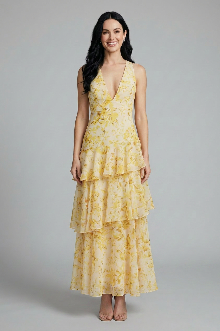 The Athletics Society | Women's Floral Tiered Maxi Dress - 6