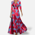 The Athletics Society | Women's Floral Wrap Dress Breathable 3/4 Sleeve Midi Flowing Skirt - 1