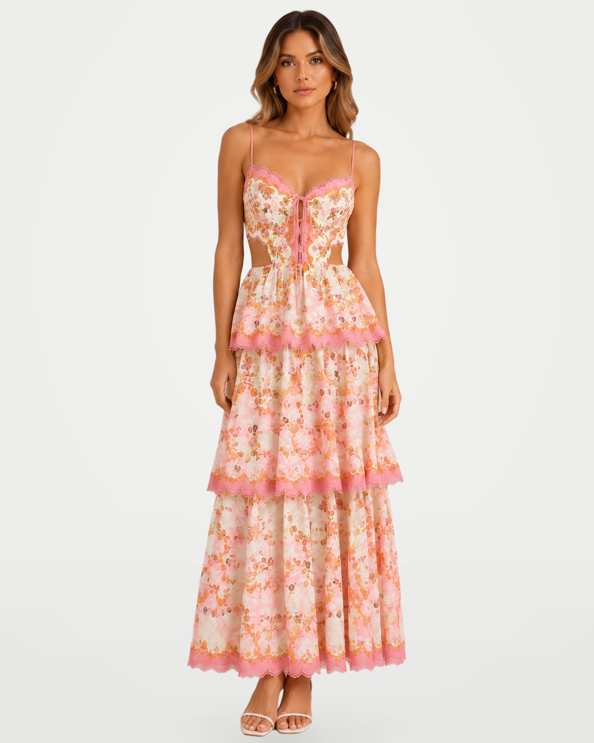 The Athletics Society | Women's Ruffled Patterned Maxi Dress - 1