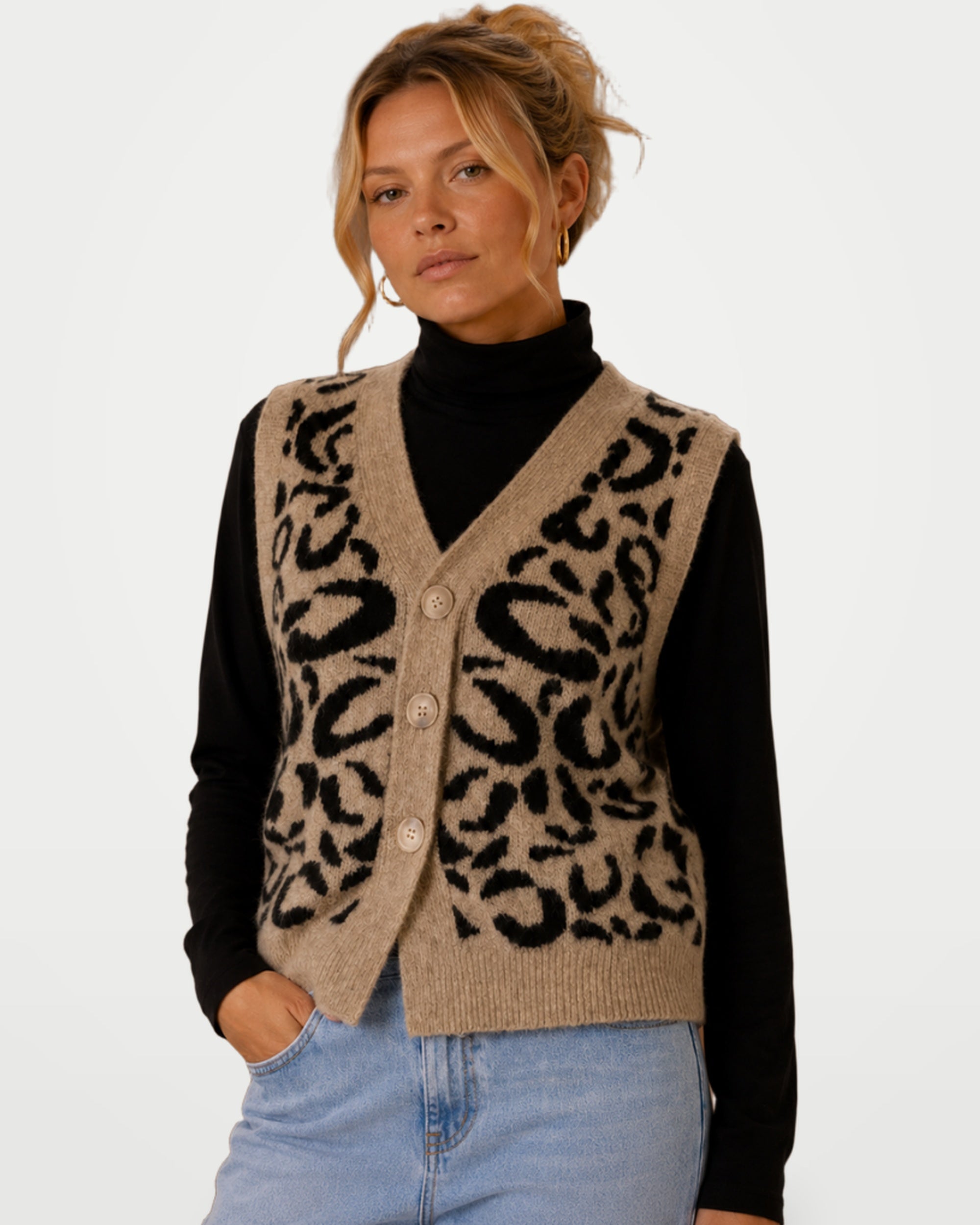 The Athletics Society | Women's Leopard Print Sweater Vest - 1