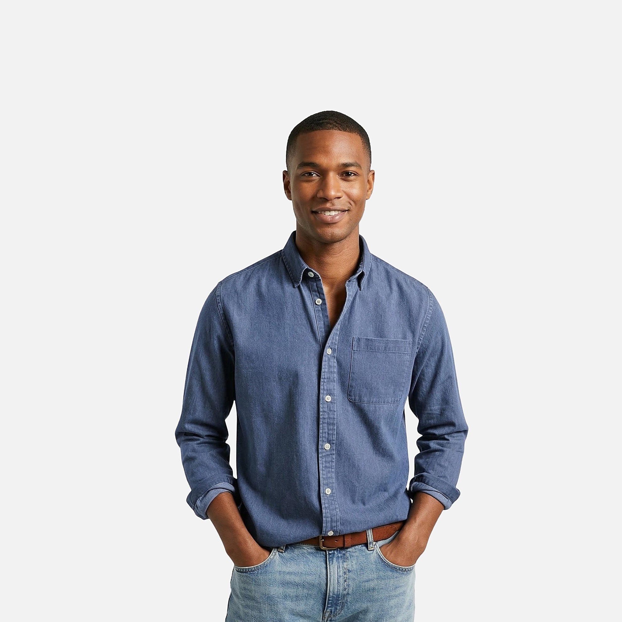 The Athletics Society | Men's Classic Button Shirt Relaxed Fit Casual Everyday Style - 2