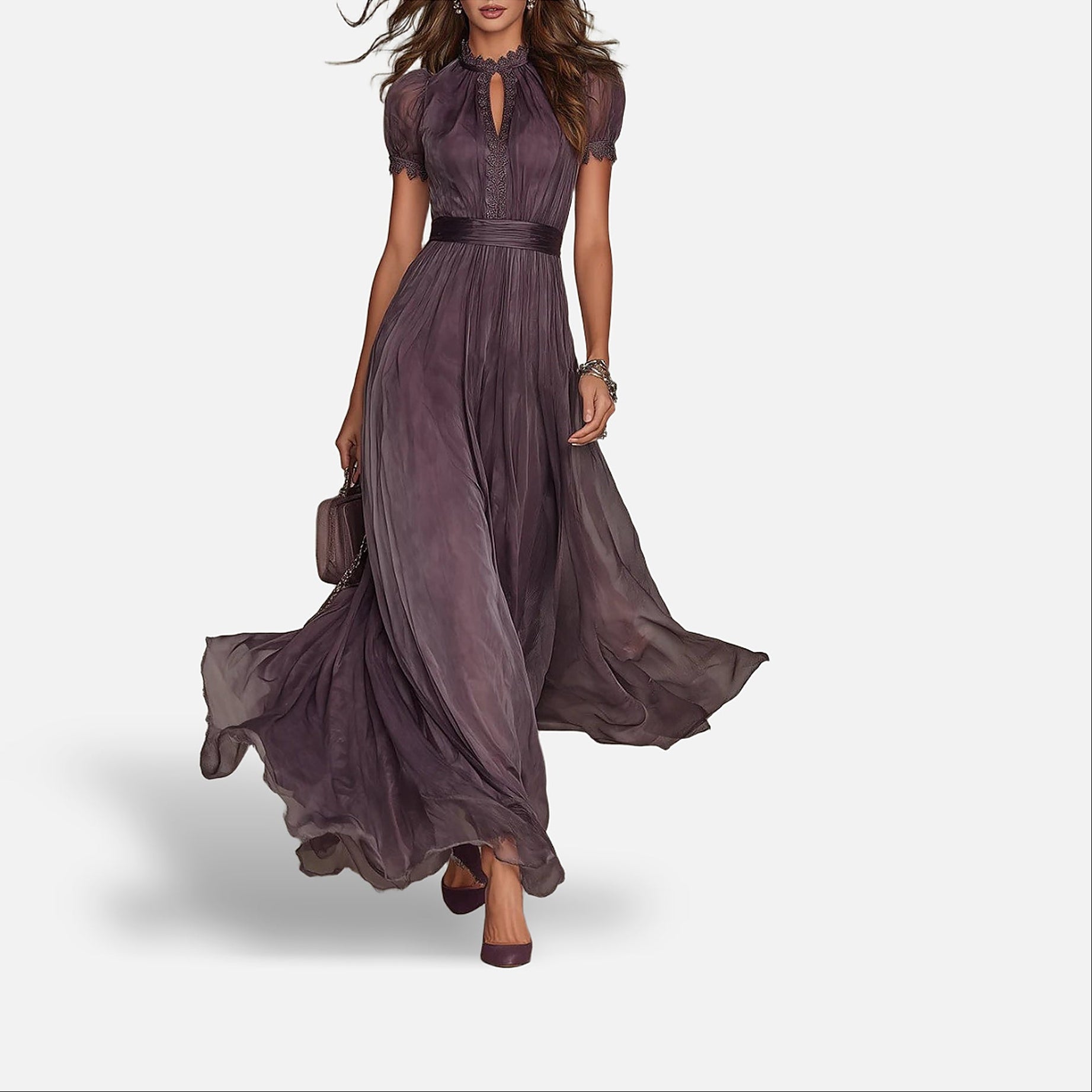 The Athletics Society | Women's Lace Trim Chiffon Maxi - 1