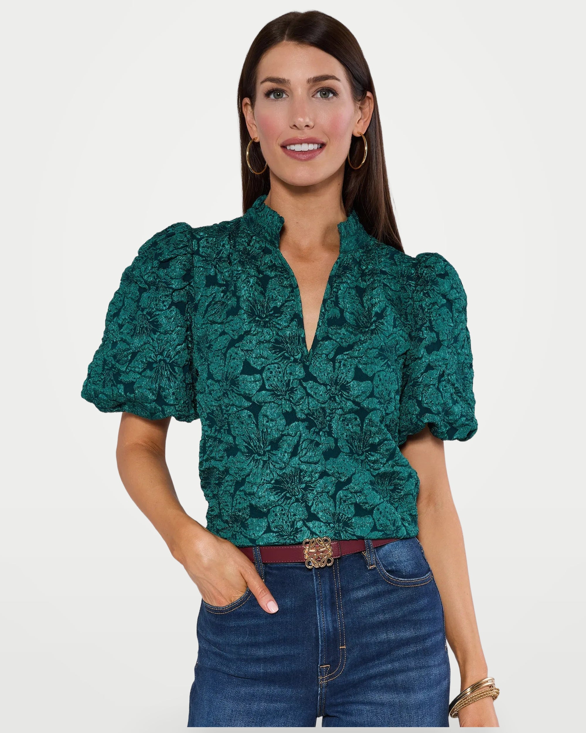The Athletics Society | Women's Relaxed Floral Puff Top - 1