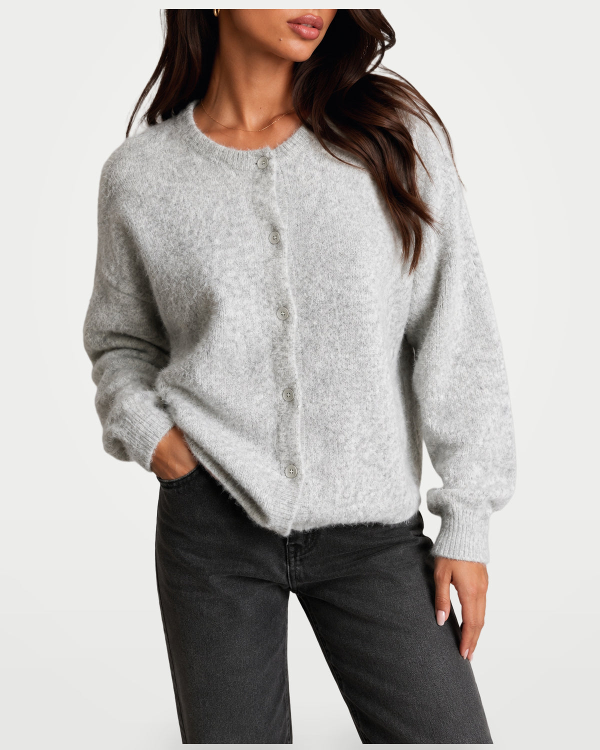 The Athletics Society | Women's Relaxed Fuzzy Knit Cardigan - 1