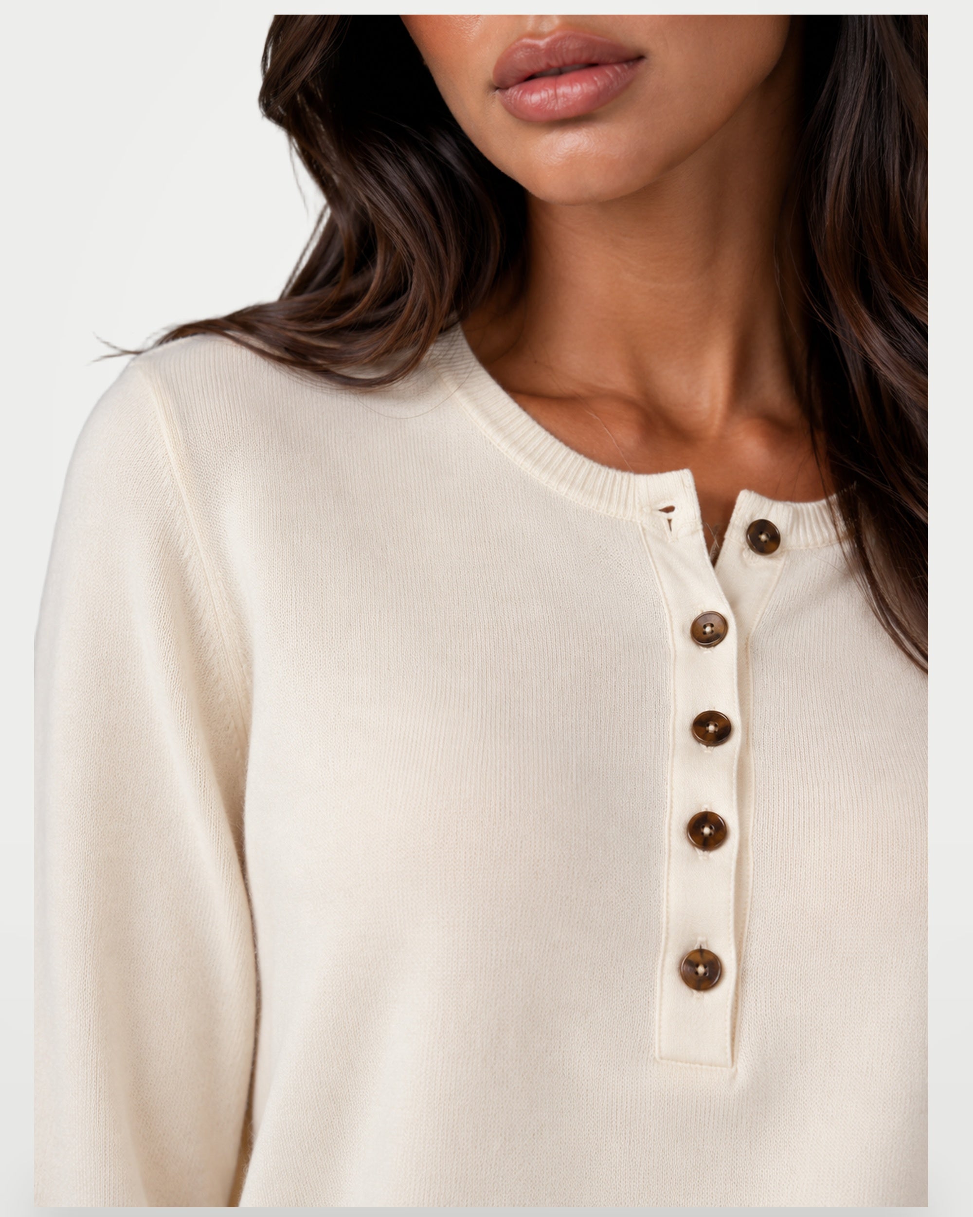 The Athletics Society | Women's Fine Knit Henley Sweater - 5