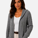 The Athletics Society | Women's Hooded Cable Knit Cardigan - 5