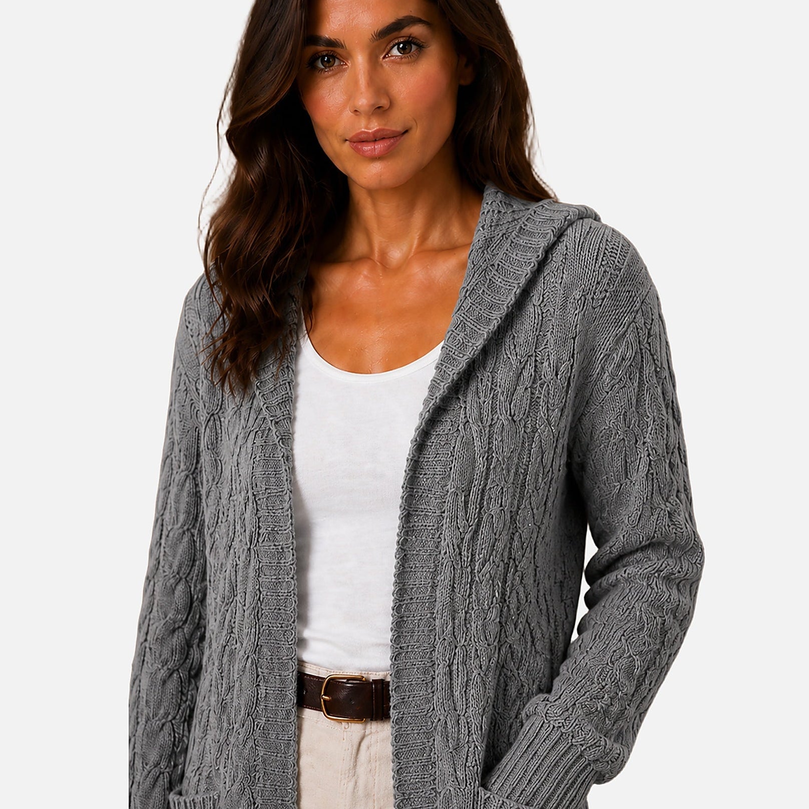 The Athletics Society | Women's Hooded Cable Knit Cardigan - 5