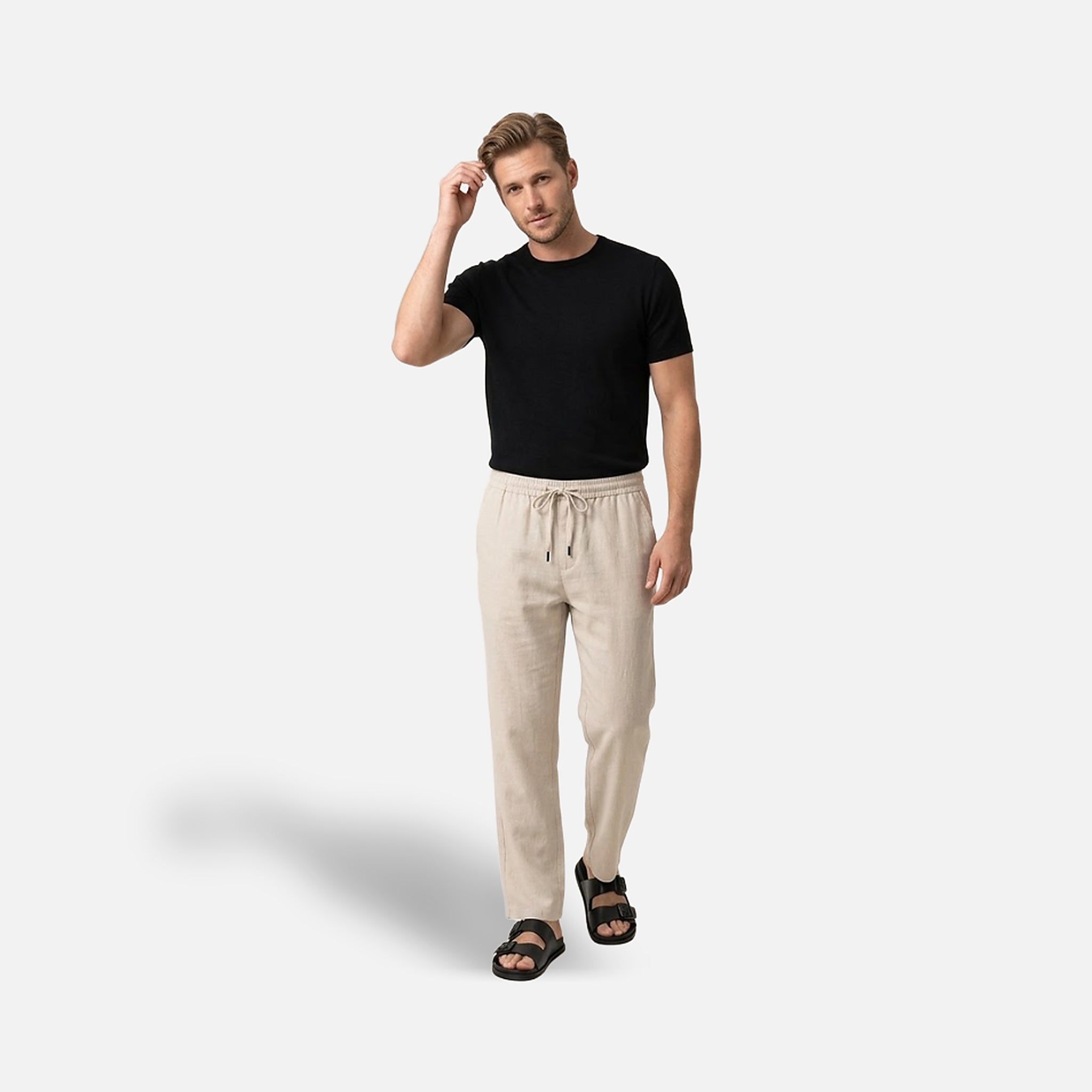 The Athletics Society | Men's Linen Cotton Trousers Straight Fit Breathable Lightweight - 6