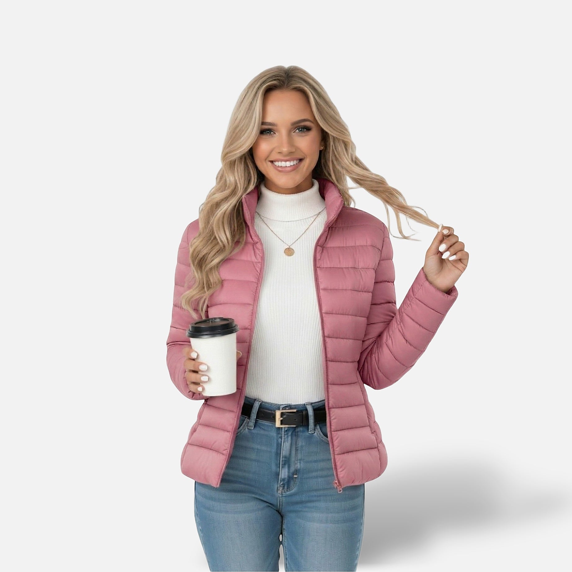 The Athletics Society | Women's Slim Fit Puffer Jacket Lightweight Quilted High Collar - 7