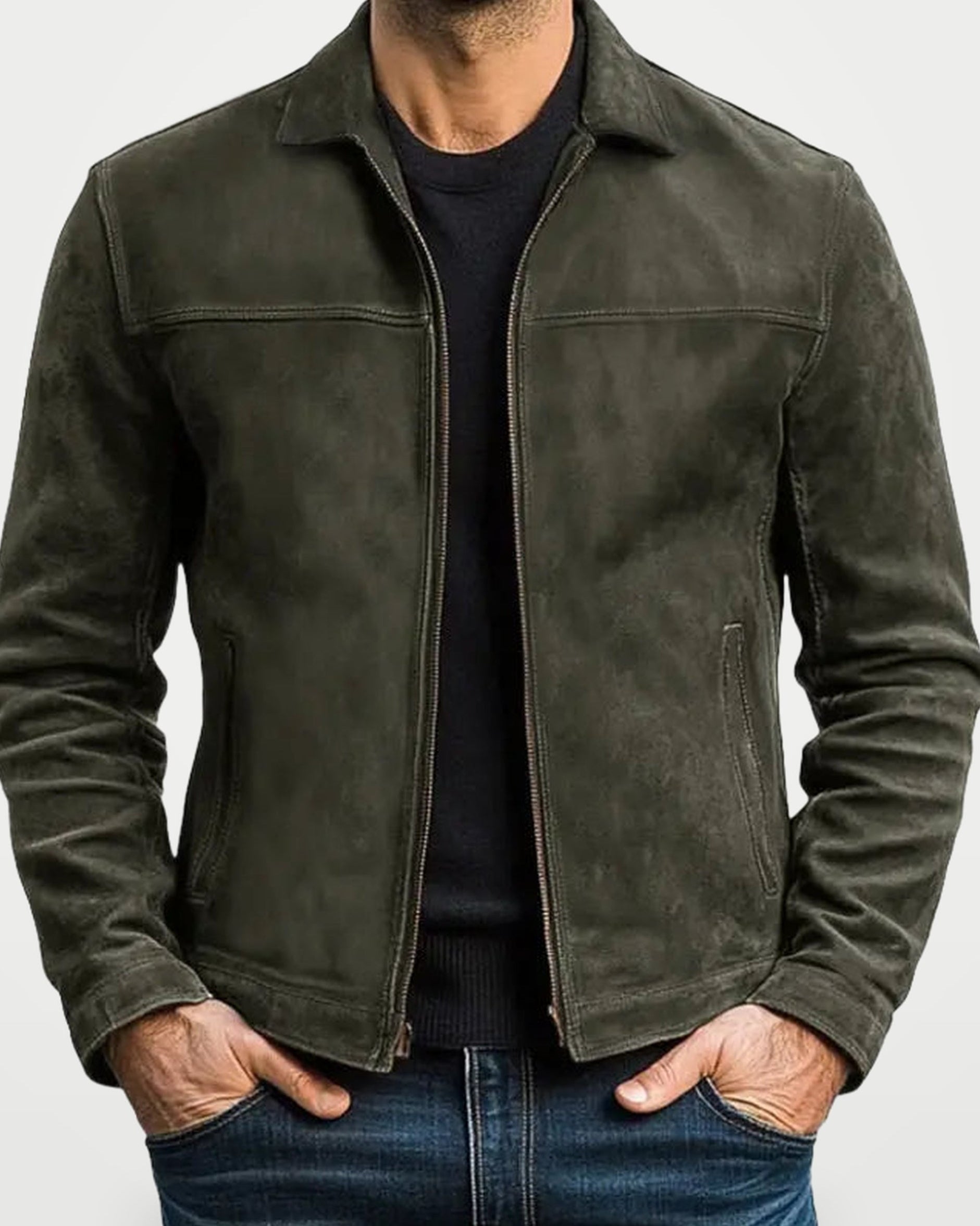 The Athletics Society | Men's Slim Suede Trucker Jacket - 4
