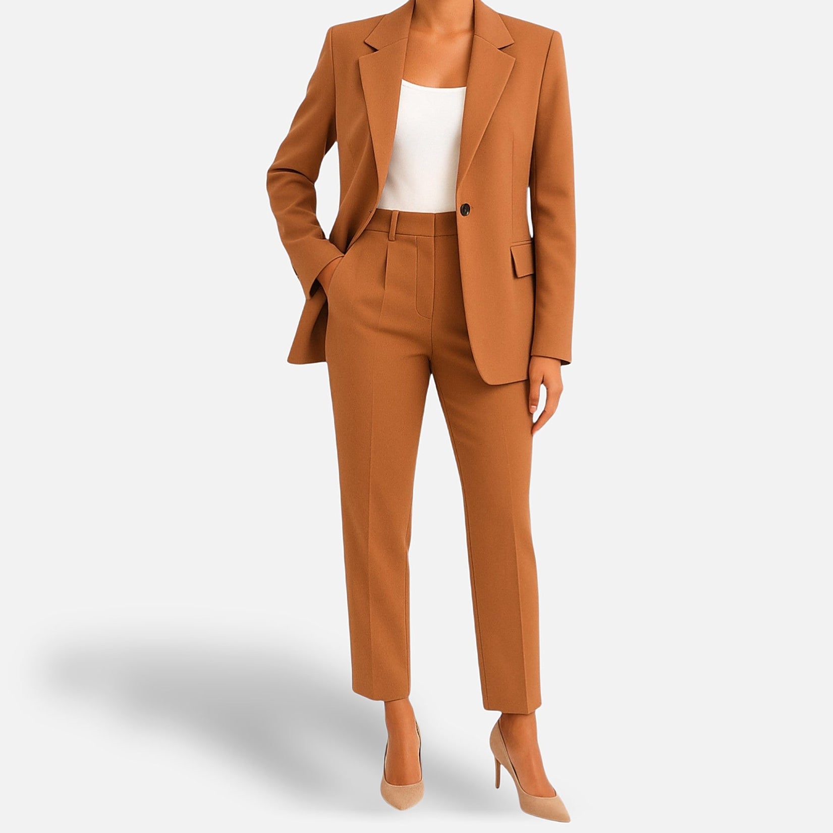 The Athletics Society | Women's Blazer & Trouser Set Tailored Straight Leg Office Suit - 6