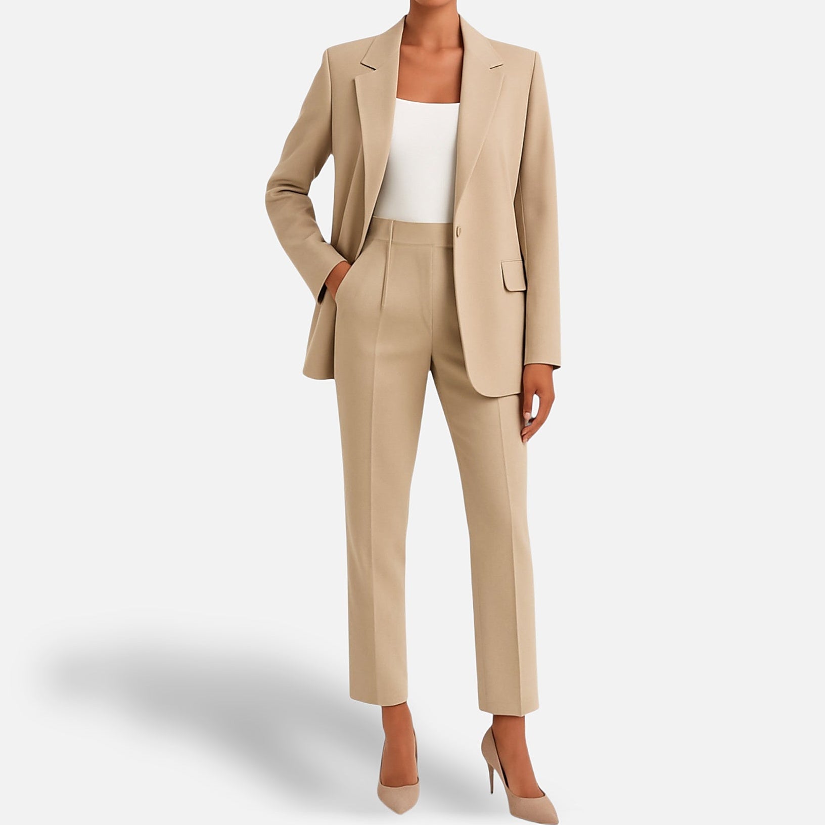 The Athletics Society | Women's Blazer & Trouser Set Tailored Straight Leg Office Suit - 4