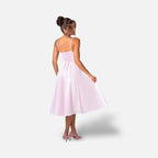 The Athletics Society | Women's Blush Pink Corset Midi Dress A-Line Structured Bodice - 2