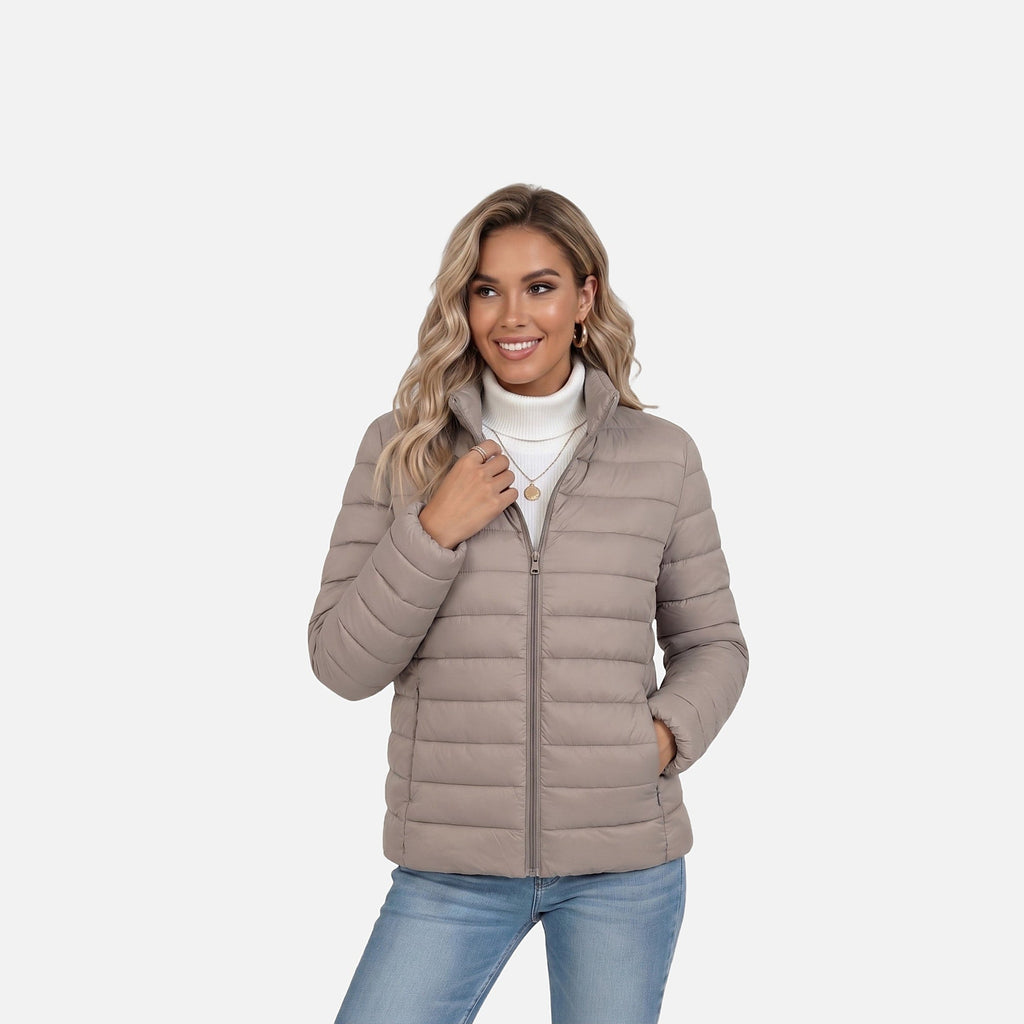 The Athletics Society | Women's Slim Fit Puffer Jacket Lightweight Quilted High Collar - 1