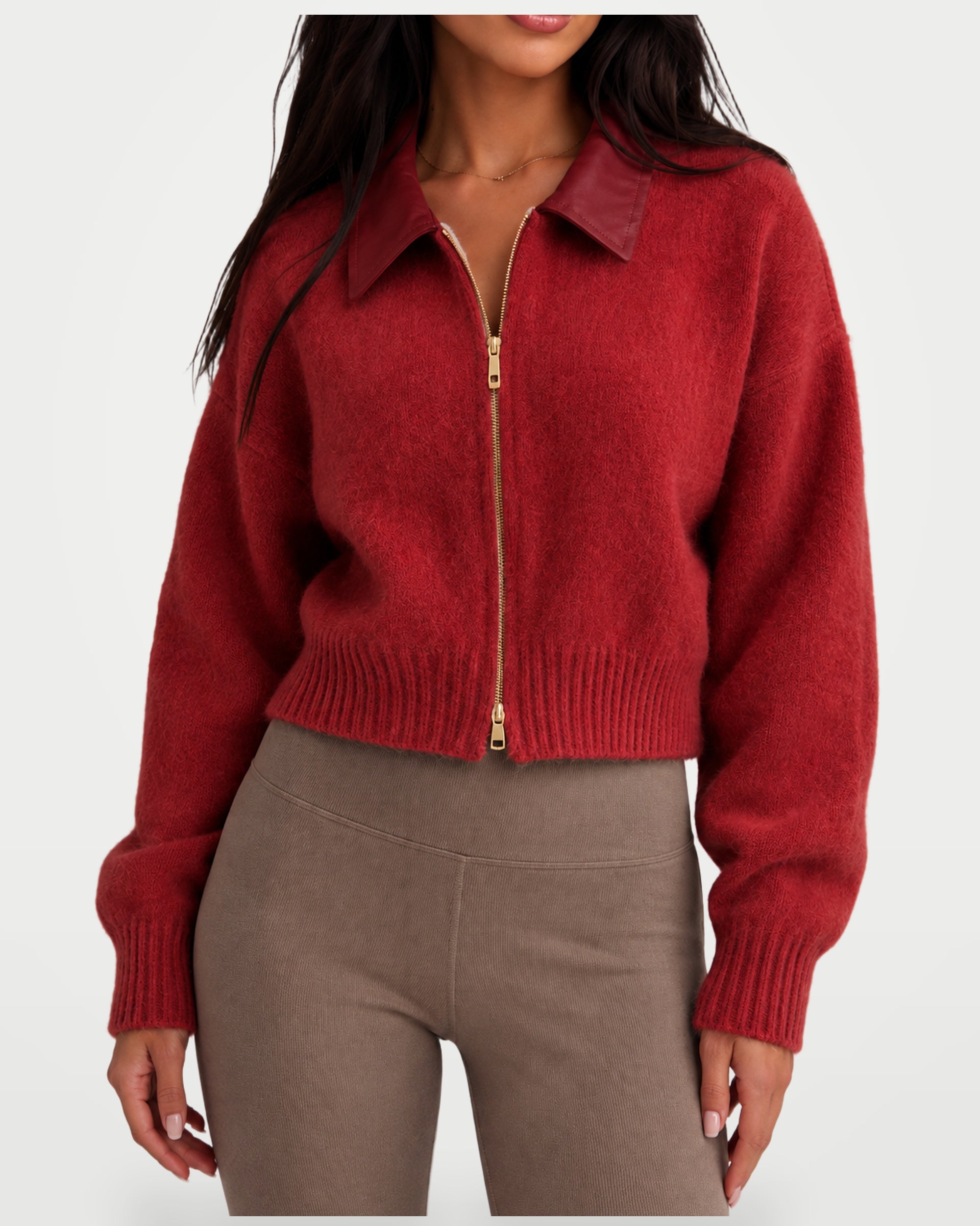 The Athletics Society | Women's Fuzzy Knit Zip Cardigan - 6