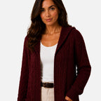 The Athletics Society | Women's Hooded Cable Knit Cardigan - 9